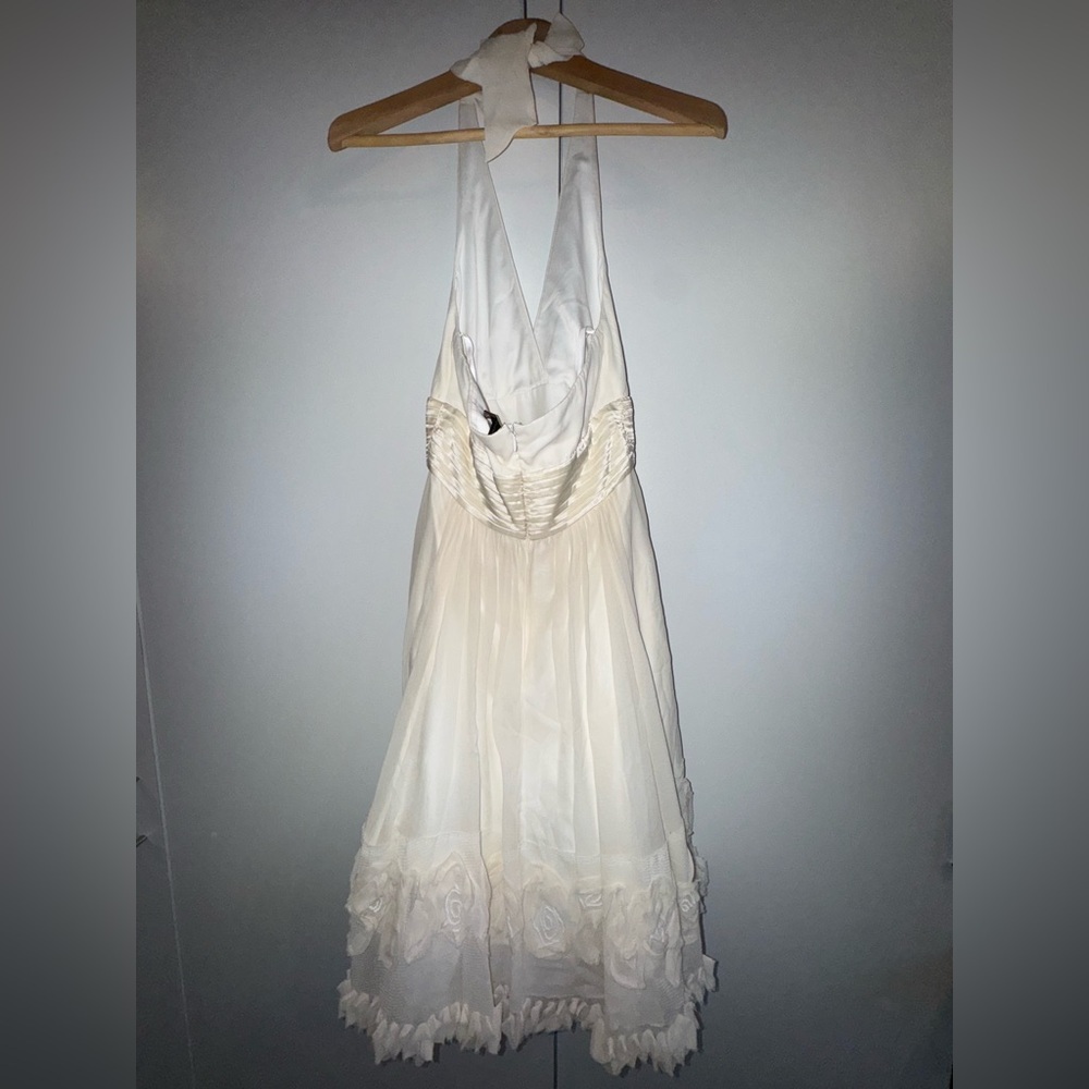 White Silk Halter Dress - Picture 3 of 5